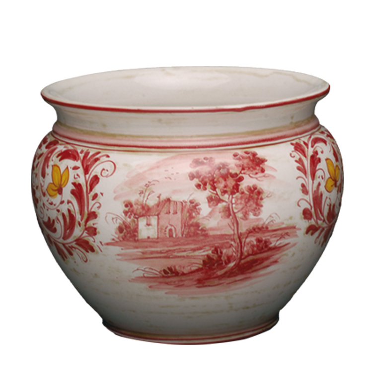 Cache-pot in ceramica decoro "Paesaggio Rosso"