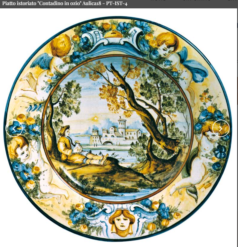 Piatto Istoriato “Contadino in Ozio” – Ceramiche Simonetti Castelli