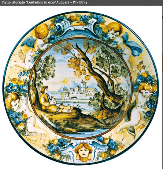 Piatto Istoriato “Contadino in Ozio” – Ceramiche Simonetti Castelli