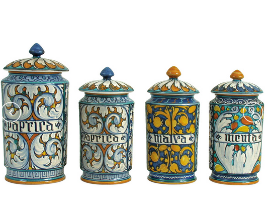 Vasi da farmacia in ceramica decoro "Ornati Rinascimentali"