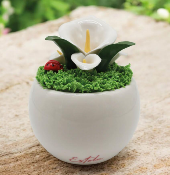 Piantina Estate con Coccinella Portafortuna – Ceramica Artigianale