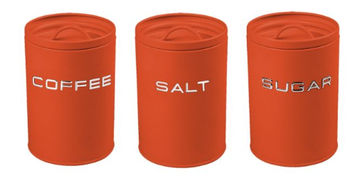 Vintage — Set 3 Barattoli in Metallo Arancio 11x11x15 cm